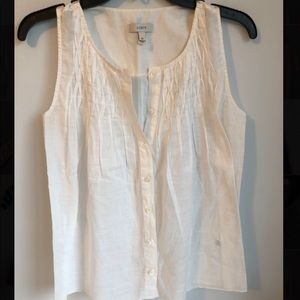 JCrew White Sleeveless Button Up Shirt